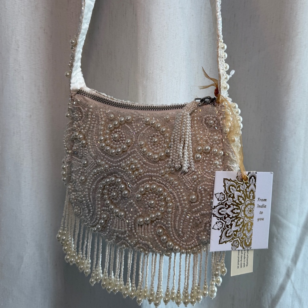 VIRAL NWT Made in India Pearl-Embellished Shoulder Bag